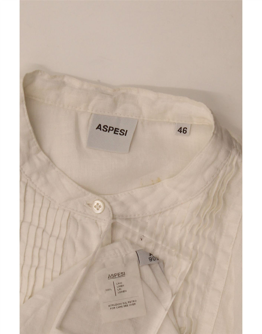 Aspesi Womens Tuxedo Shirt IT 46 Large White Linen