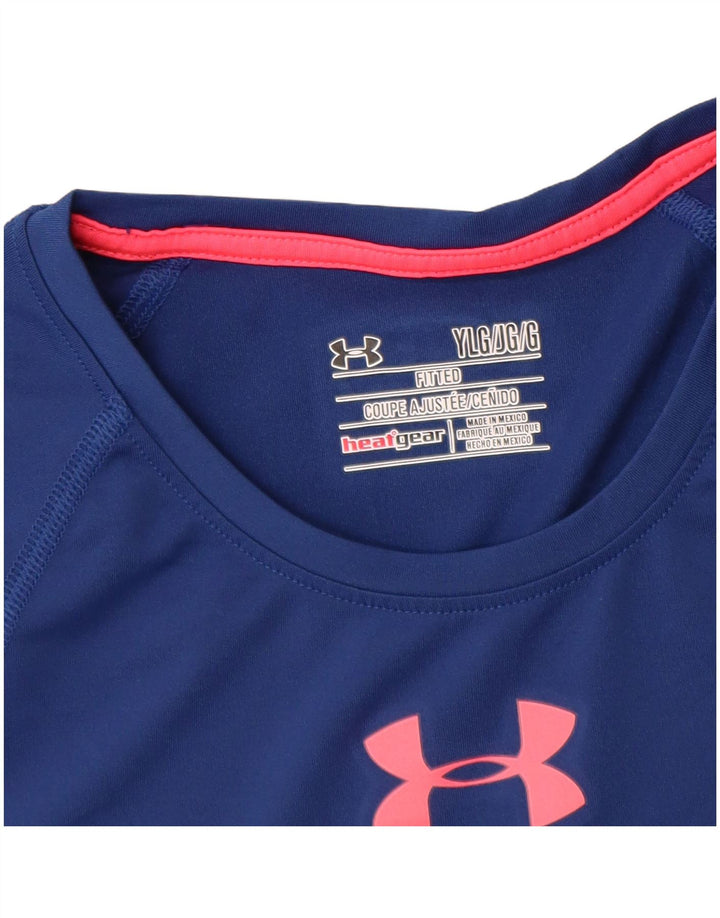 UNDER ARMOUR Girls Fitted T-Shirt Top 11-12 Years Large  Blue