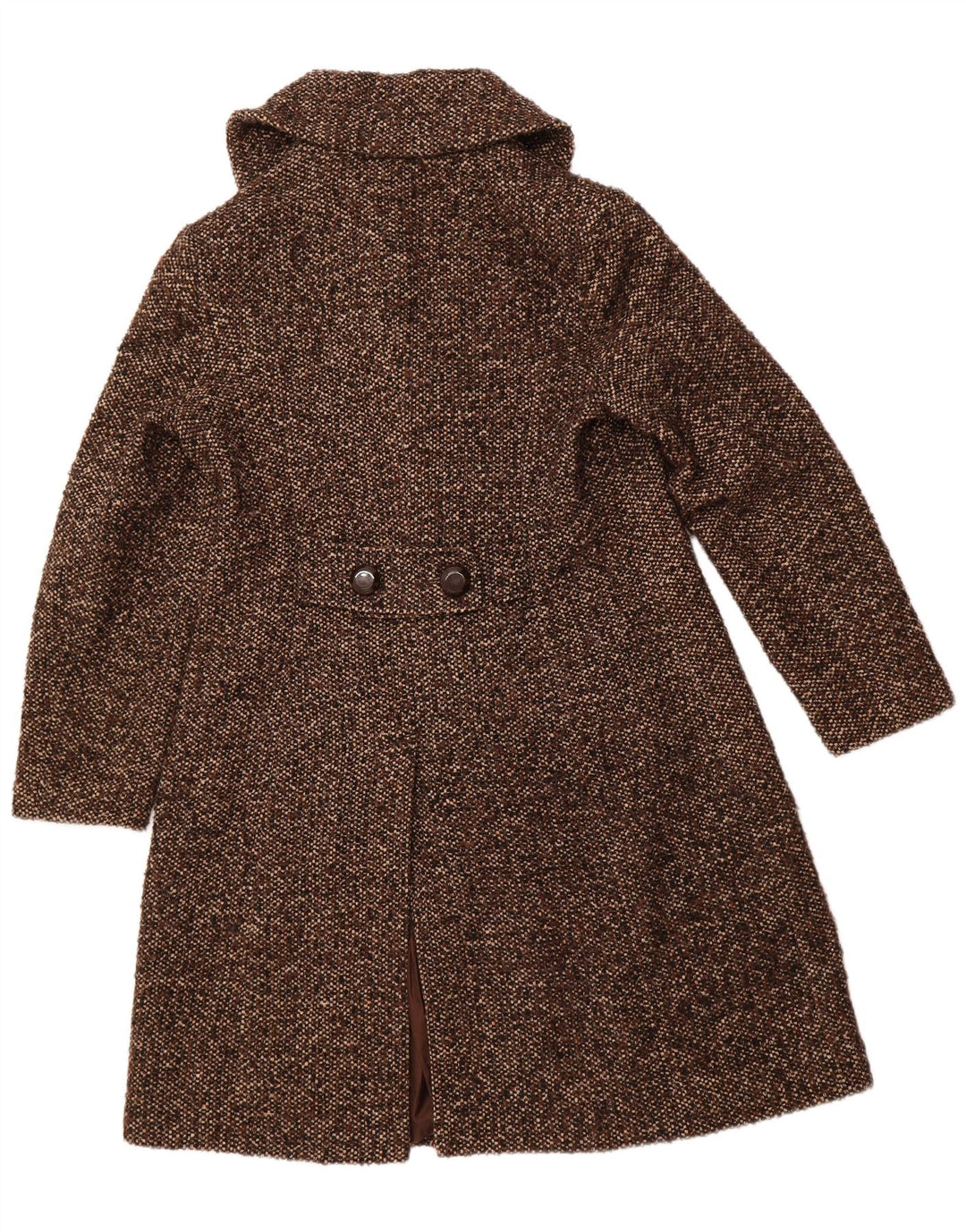 LAURA ASHLEY Womens Overcoat UK 16 Large Brown Flecked Wool