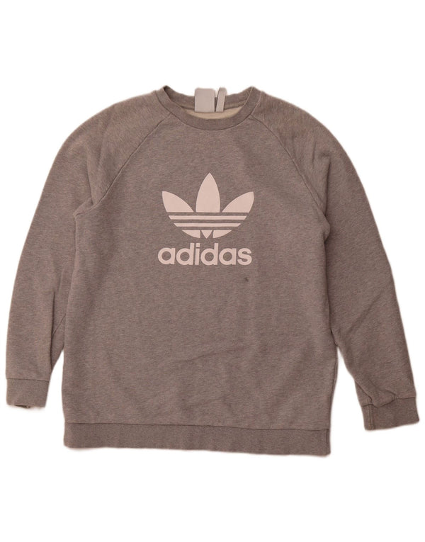 ADIDAS Mens Graphic Sweatshirt Jumper Large Grey Cotton