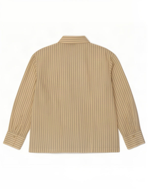 Marks & Spencer Womens Wrap Shirt Blouse UK 16 Large Beige Pinstripe