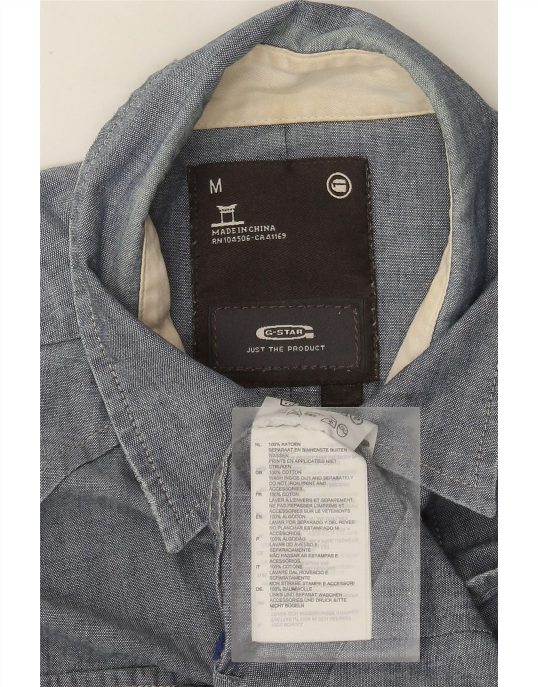 G-Star Mens 3301 Military Shirt Medium Blue Cotton