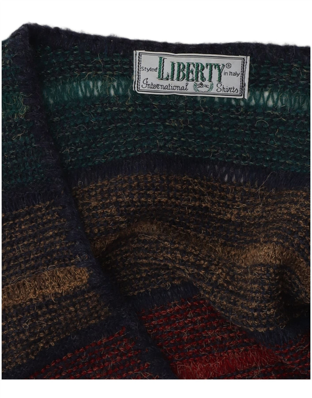 Liberty Mens Sleeveless Cardigan Sweater Large Multicoloured Striped