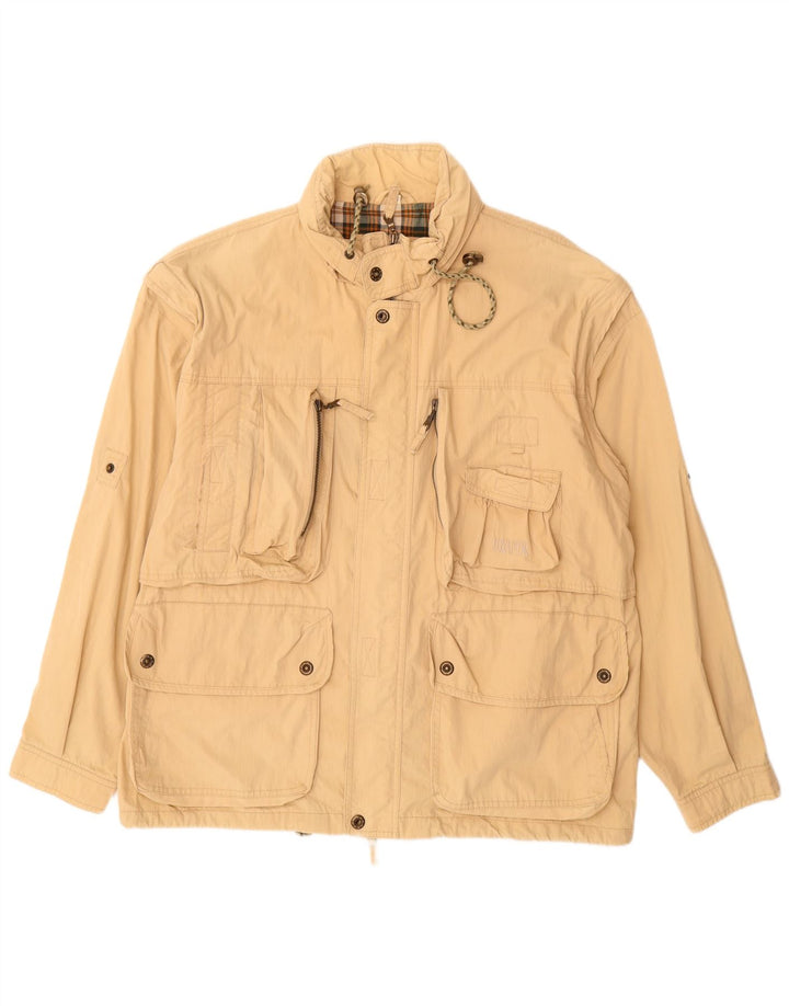 VINTAGE Mens Utility Jacket IT 54 2XL Beige Cotton