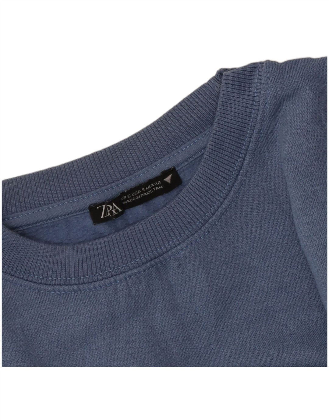 ZARA Womens Oversized Crop Sweatshirt Jumper UK 10 Small Blue