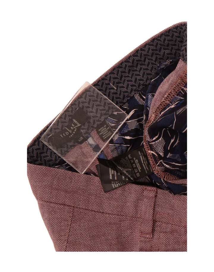 Ted Baker Mens Straight Suit Trousers W32 L31 Maroon Cotton