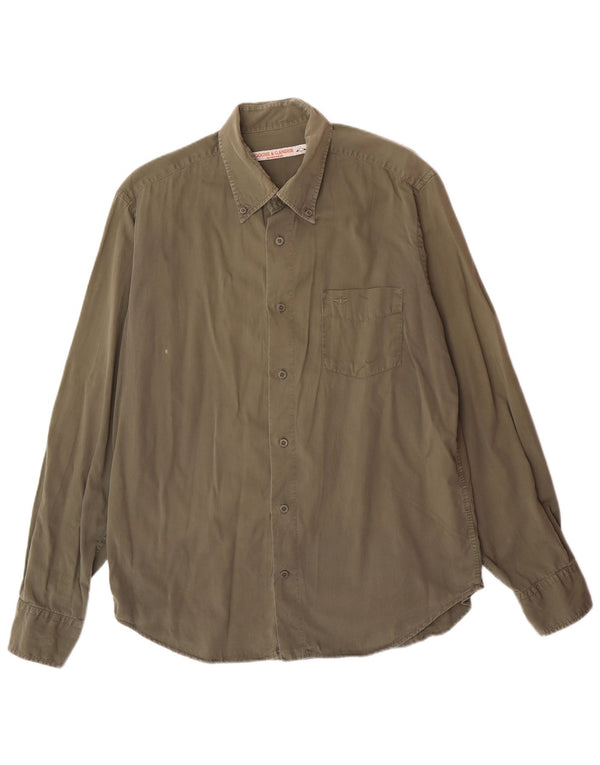 GOOSE & GANDER Mens Shirt Large Khaki Cotton