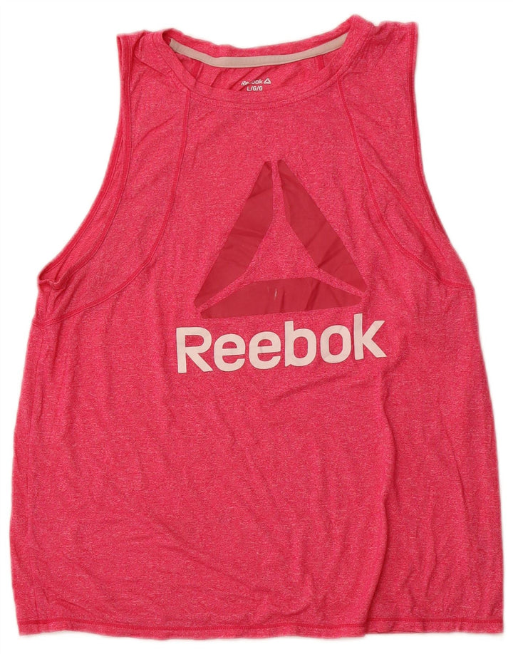 REEBOK Womens Graphic Vest Top UK 14 Large Pink