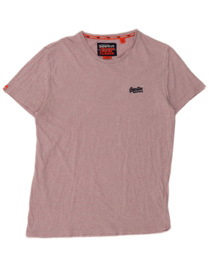 Superdry Womens T-Shirt Top UK 16 Large Pink Cotton