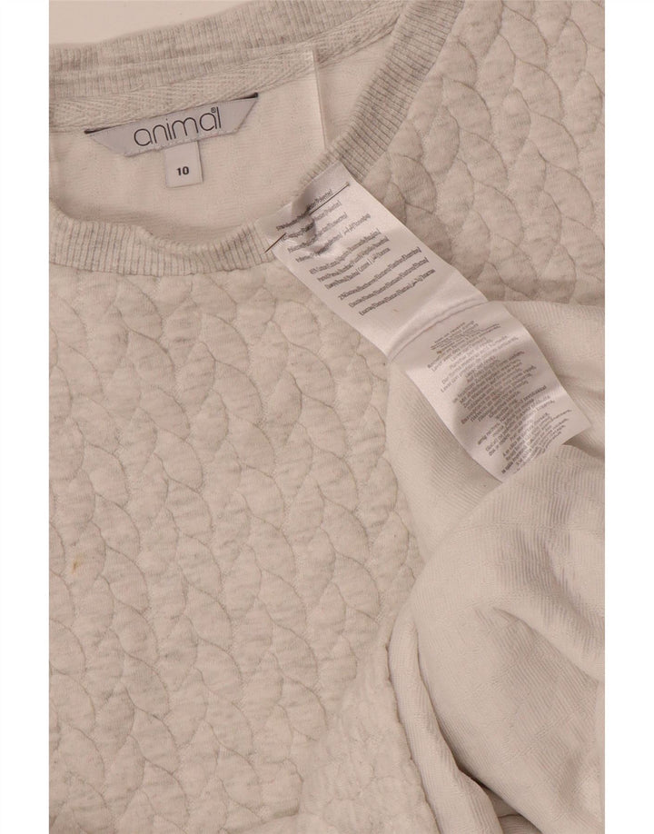 Animal Womens Loose Fit Sweatshirt Jumper UK 10 Small Off White Polyester