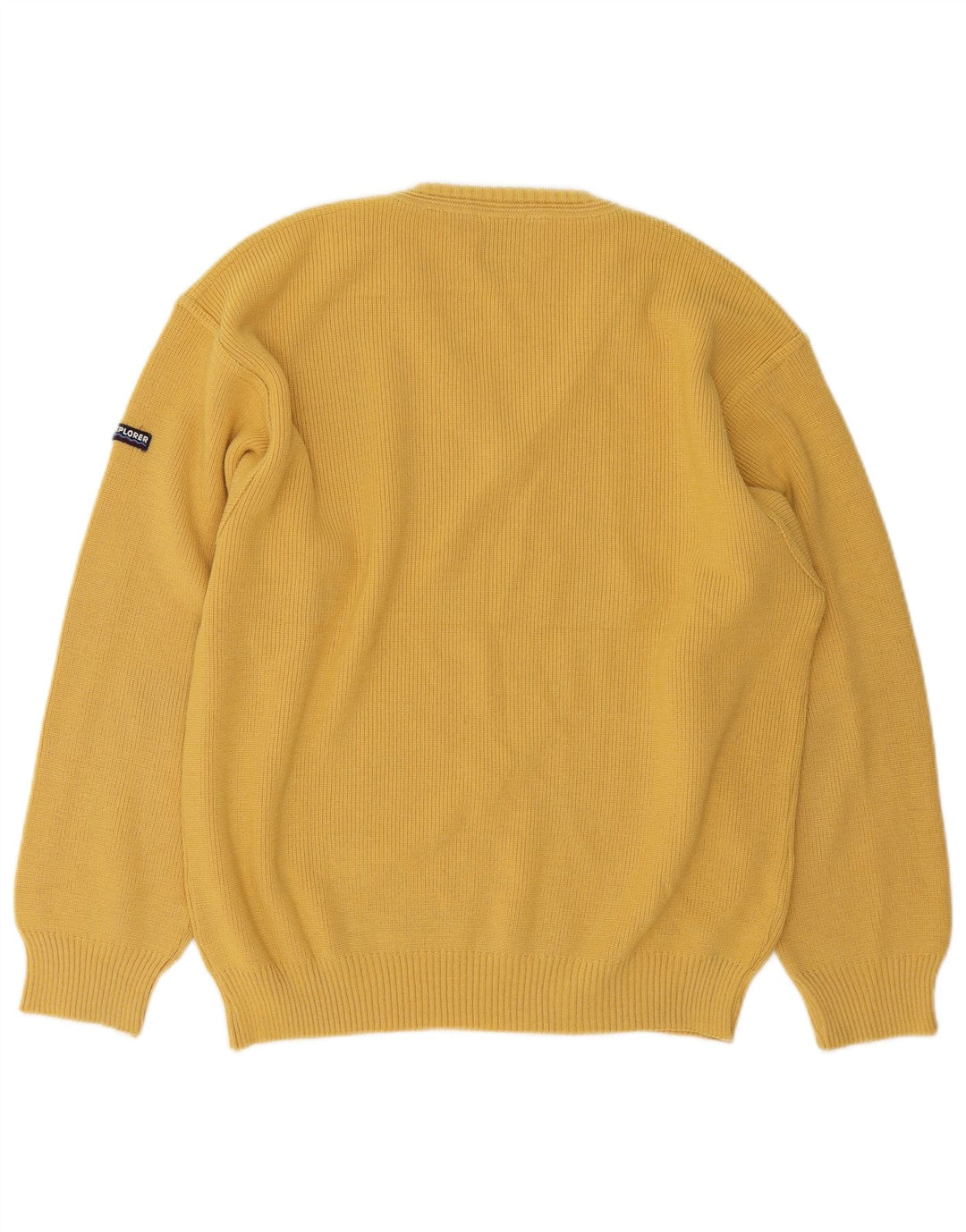 Explorer Mens V-Neck Jumper Sweater IT 50 Medium Yellow Wool