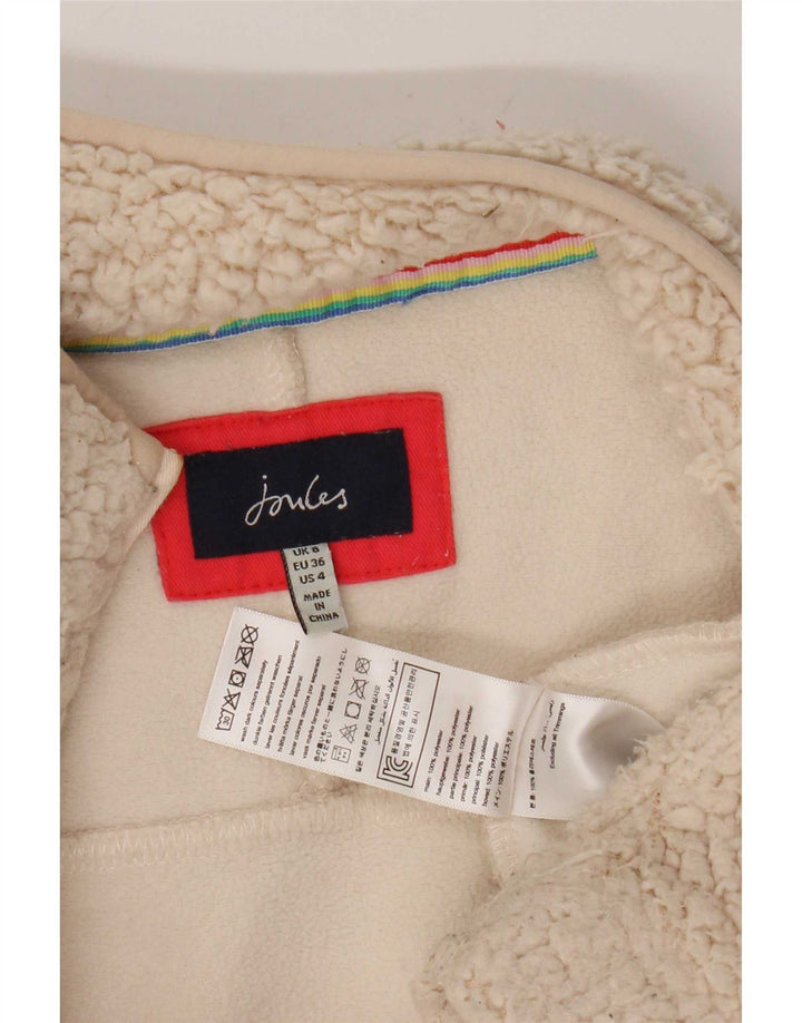 Joules Womens Oversized Zip Neck Fleece Jumper UK 8 Small Beige Polyester