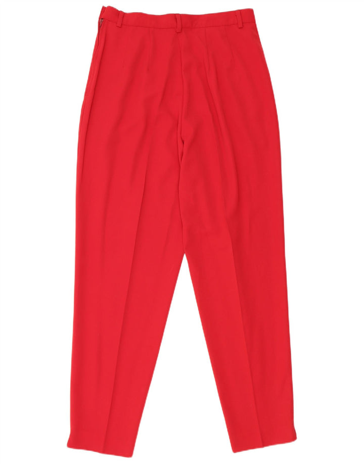 Benetton Womens Pegged Suit Trousers IT 44 Medium W26 L28 Red Polyester