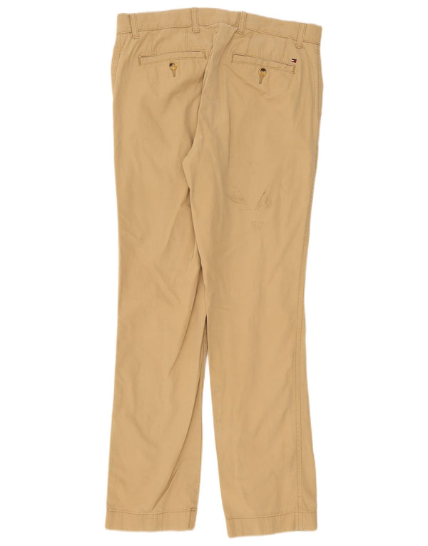Tommy Hilfiger Mens Straight Chino Trousers W32 L32 Beige Cotton