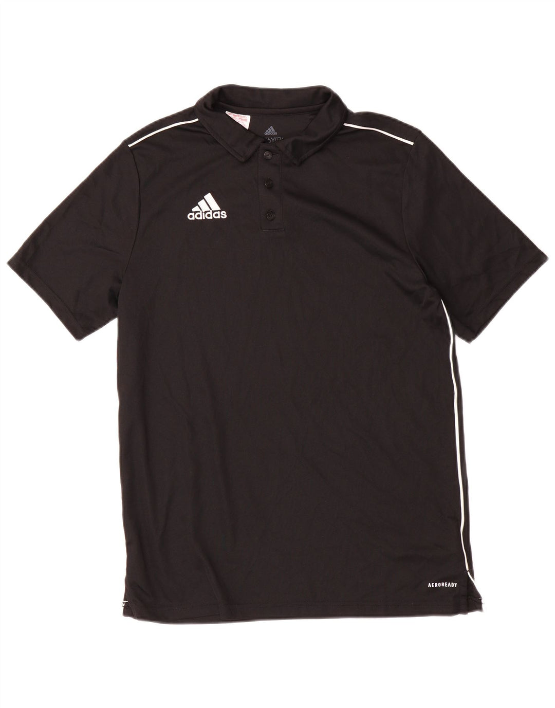ADIDAS Boys Aeroready Polo Shirt 15-16 Years Black Polyester