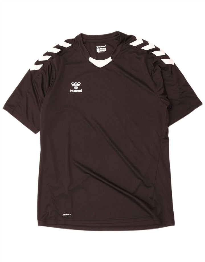 Hummel Mens Graphic T-Shirt Top Large Black Colourblock Polyester