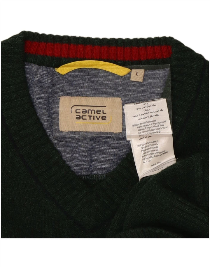 CAMEL ACTIVE Mens V-Neck Jumper Sweater Large Green Wool
