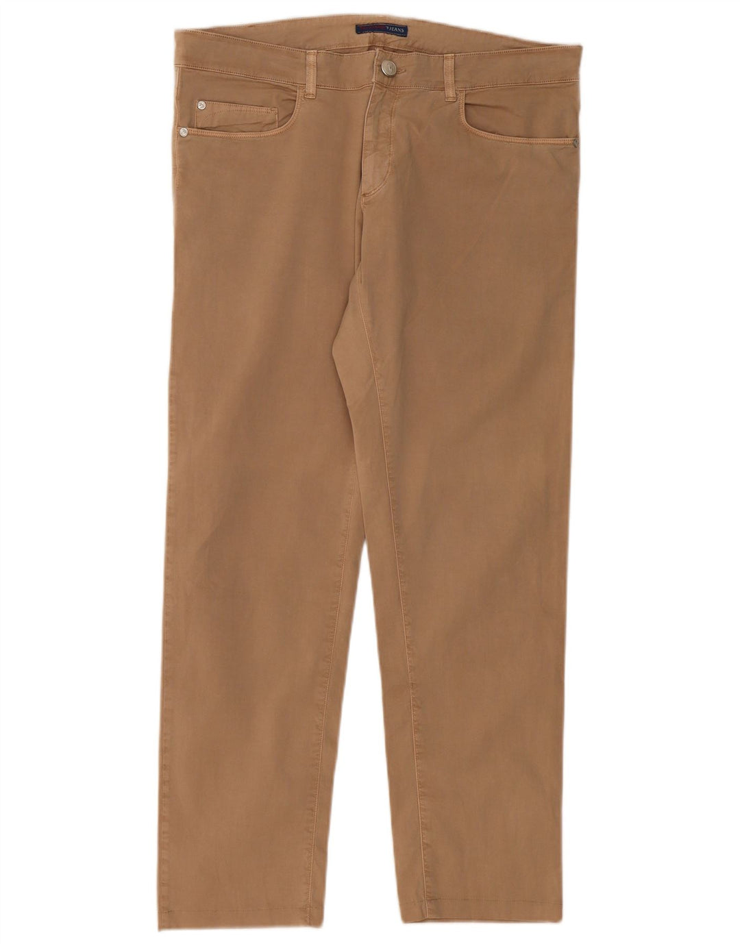 TRUSSARDI Mens Straight Casual Trousers W35 L30 Beige Cotton