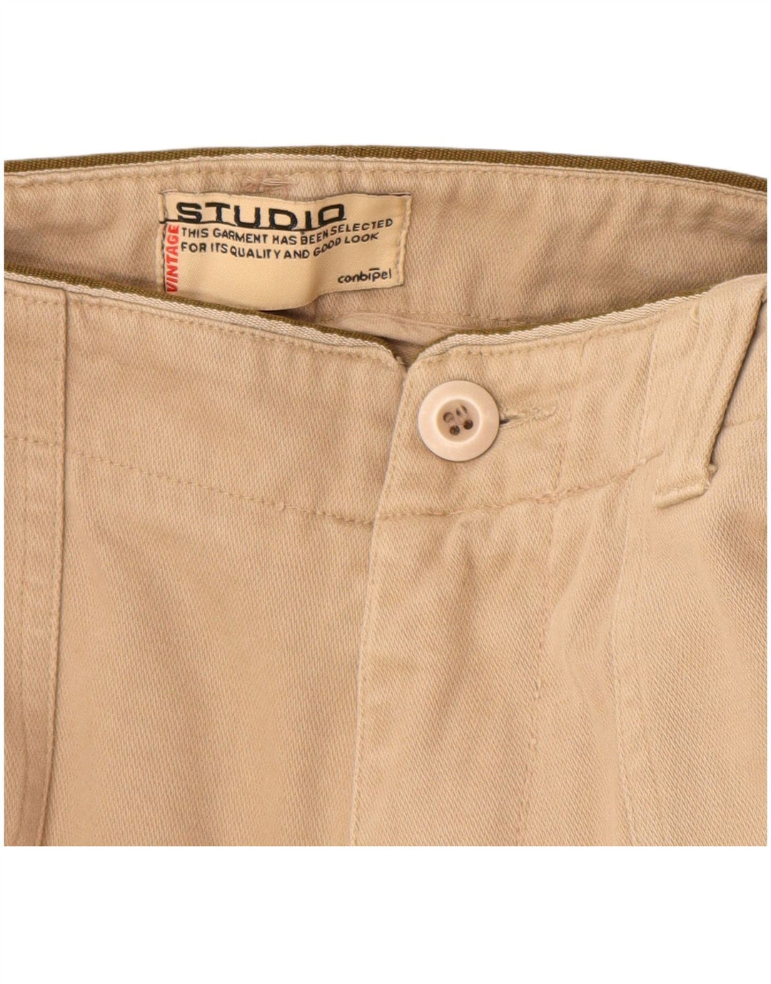 CONBIPEL Mens Straight Chino Trousers IT 50 Large W32 L31 Beige Cotton