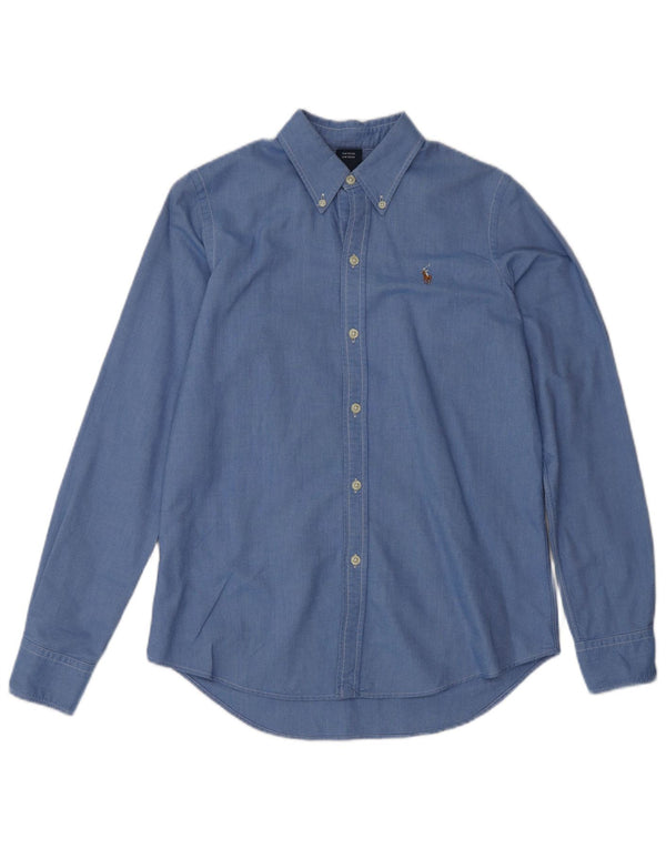 Ralph Lauren Womens Slim Fit Shirt US 6 Medium Blue Cotton