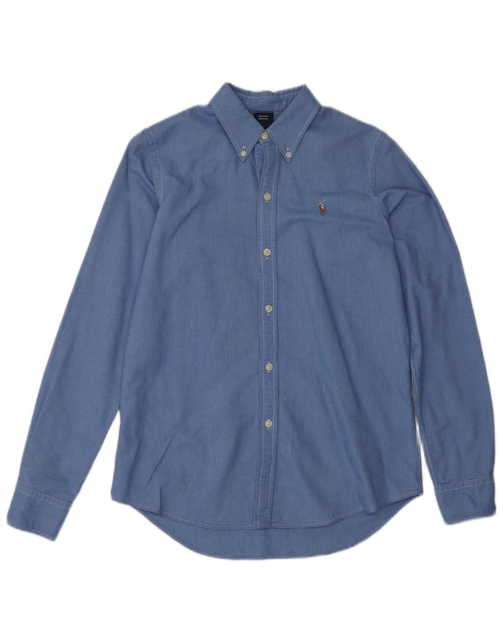 Ralph Lauren Womens Slim Fit Shirt US 6 Medium Blue Cotton
