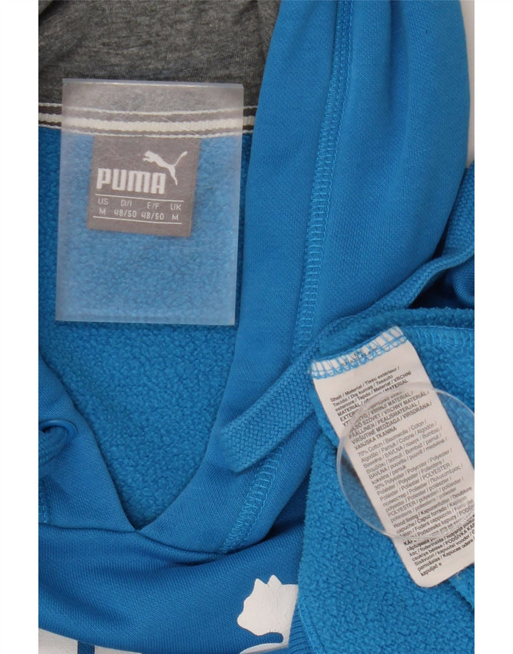 PUMA Mens Graphic Hoodie Jumper Medium Blue Cotton