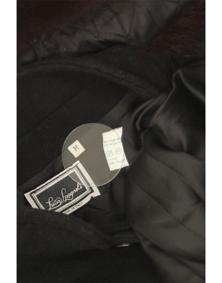 Luisa Spagnoli Womens Overcoat UK 14 Medium Black Virgin Wool