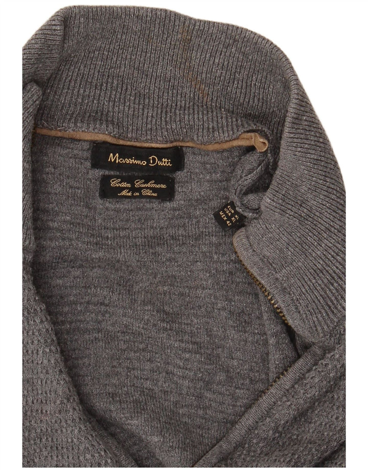 Massimo Dutti Mens Full Zip Cardigan Sweater XL Grey