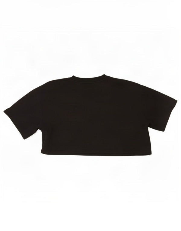 Zara Womens Crop T-Shirt Top UK 14 Medium Black
