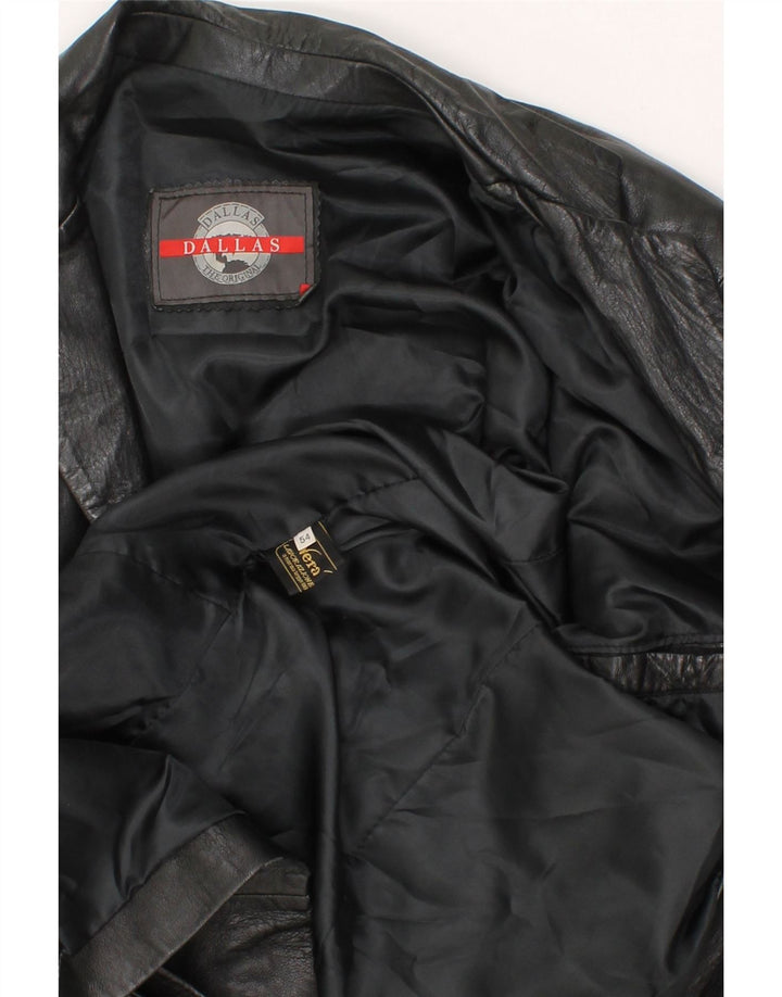 DALLAS Mens Leather Jacket IT 52 2XL Black Leather Vintage Dallas and Second-Hand Dallas from Messina Hembry 