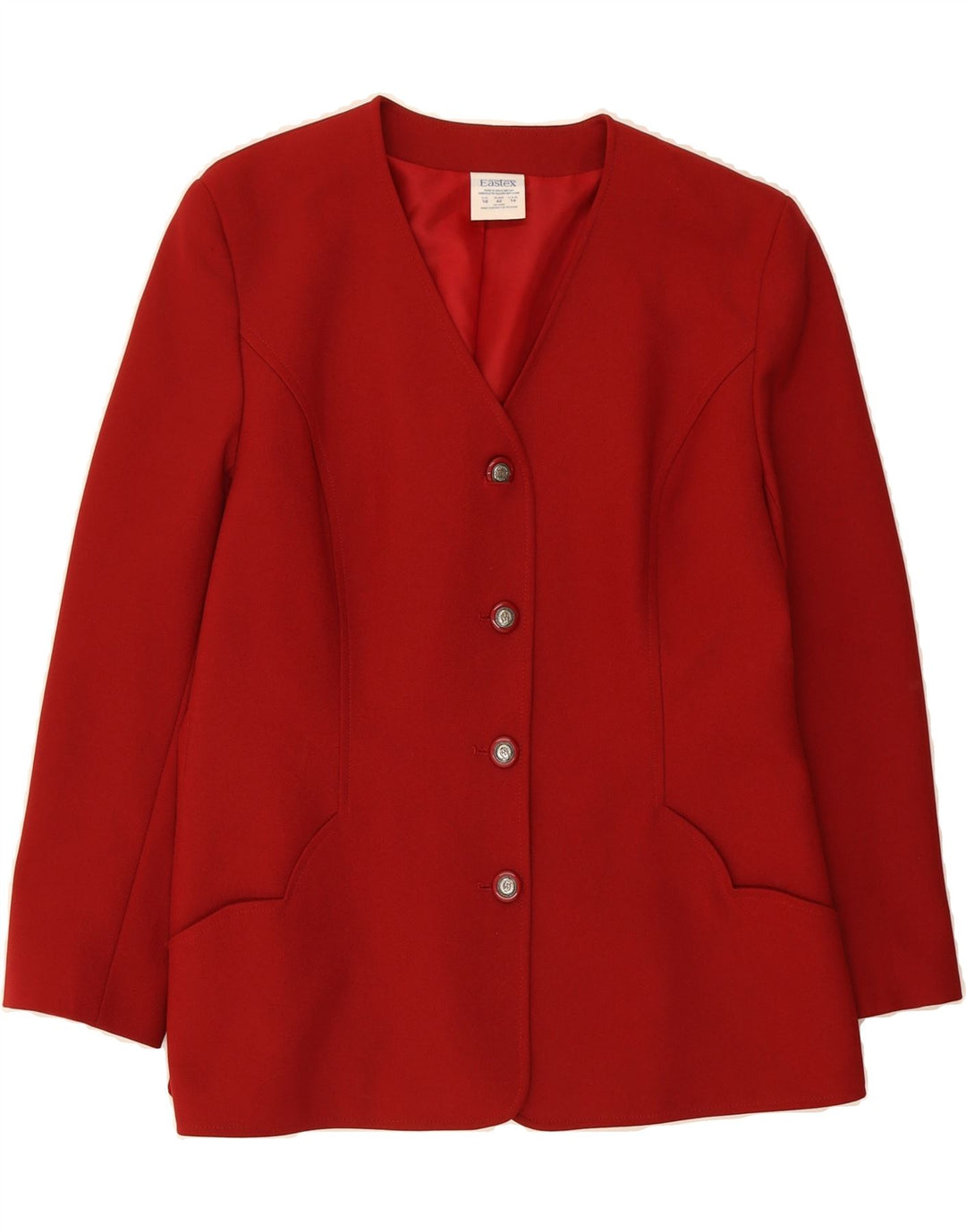 EASTEX Womens 4 Button Blazer Jacket UK 16 Large Red Polyester Vintage Eastex and Second-Hand Eastex from Messina Hembry 