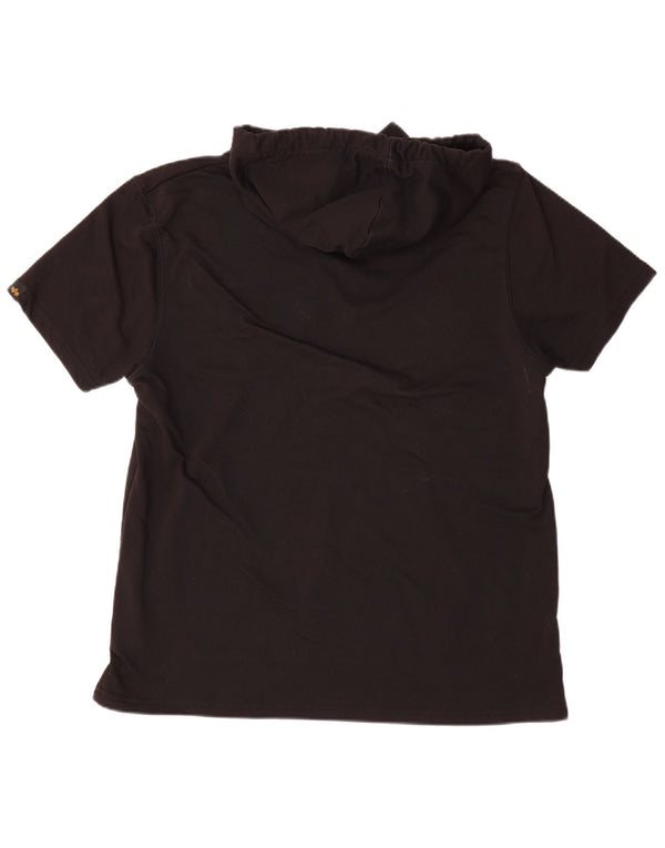 ALPHA INDUSTRIES Mens Graphic Short Sleeve Hoodie Jumper XL Black Cotton