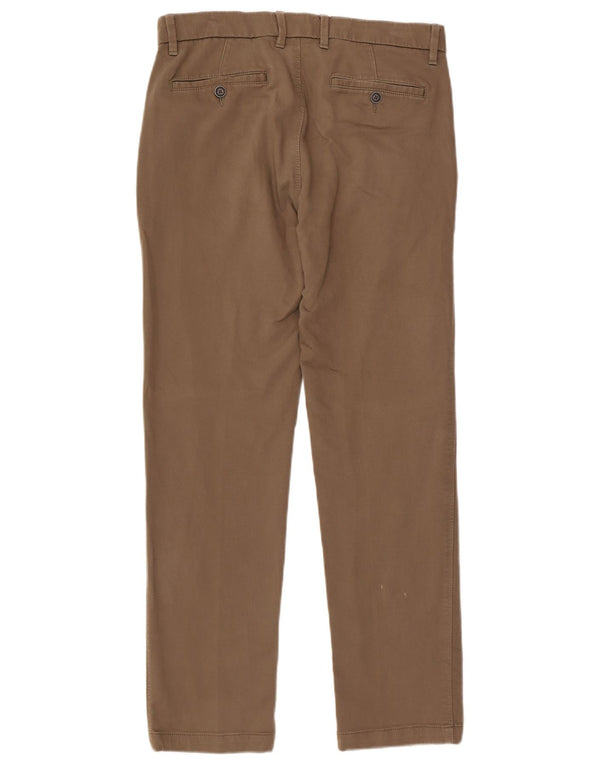 Marks & Spencer Mens Straight Chino Trousers W32 L31 Brown Cotton