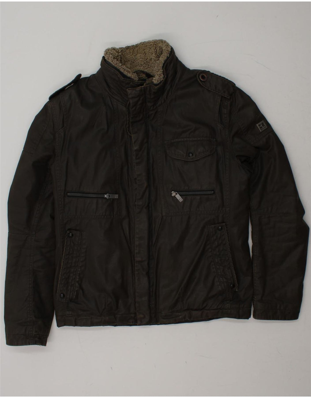 HUGO BOSS Mens Military Jacket IT 50 Large Brown Cotton