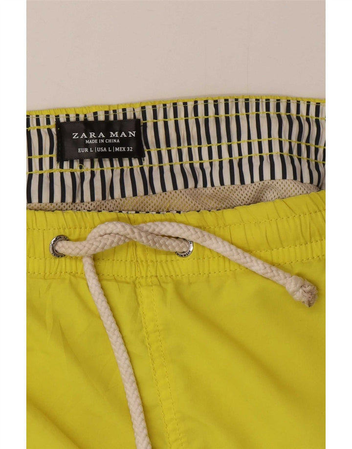 Zara Mens Swimming Shorts Large Yellow Polyester