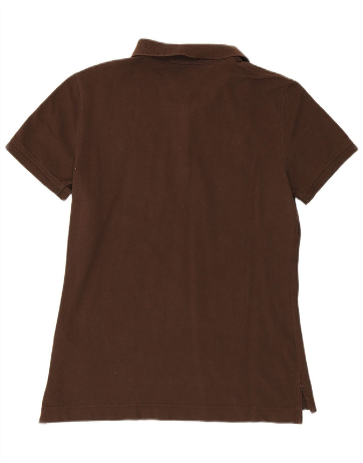 TOMMY HILFIGER Womens Classic Fit Polo Shirt UK 12 Medium Brown Cotton