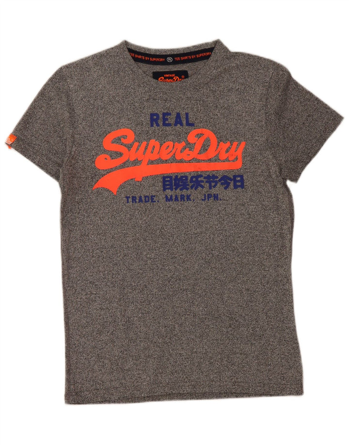 SUPERDRY Mens Graphic T-Shirt Top Small Grey Cotton