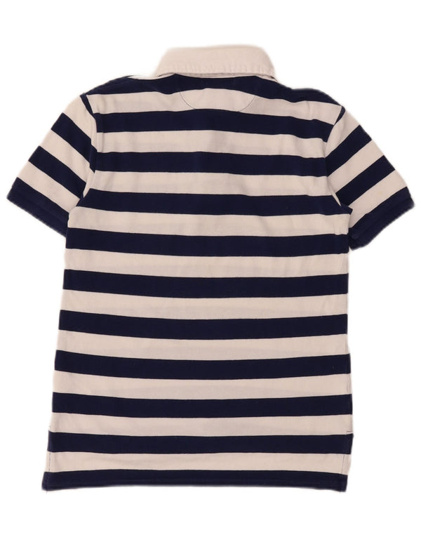 POLO RALPH LAUREN Boys Polo Shirt 7-8 Years Small Navy Blue Striped Cotton