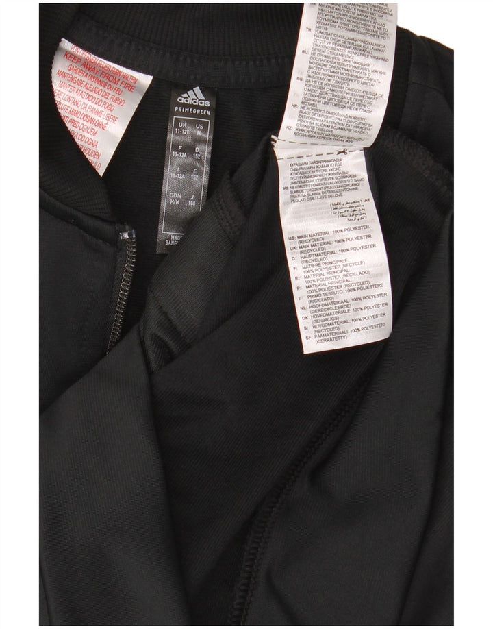 Adidas Boys Primegreen Tracksuit Top Jacket 11-12 Years Black Polyester