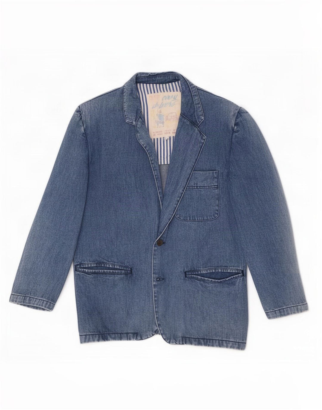 Carrera Mens 2 Button Denim Blazer Jacket UK 38 Medium Blue Cotton