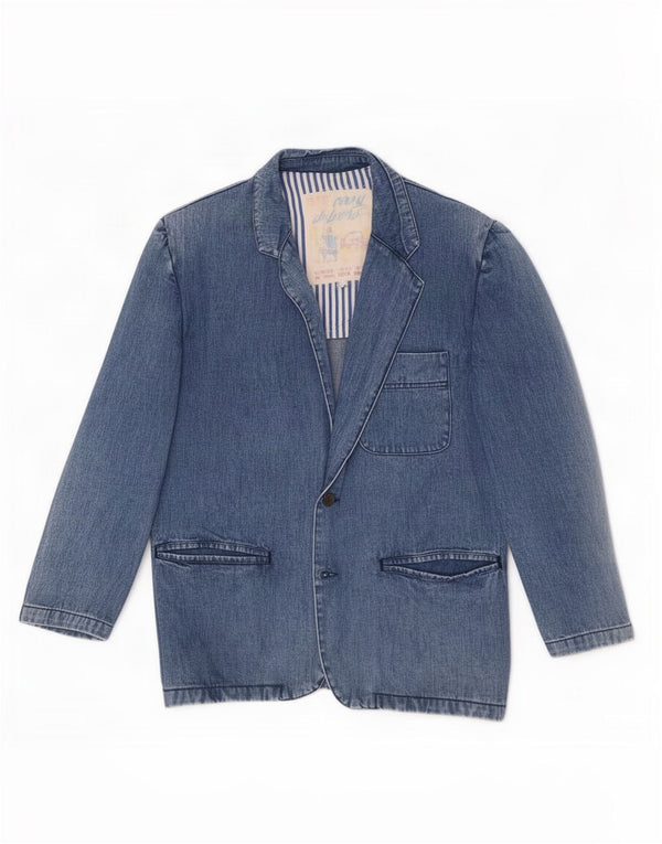 Carrera Mens 2 Button Denim Blazer Jacket UK 38 Medium Blue Cotton