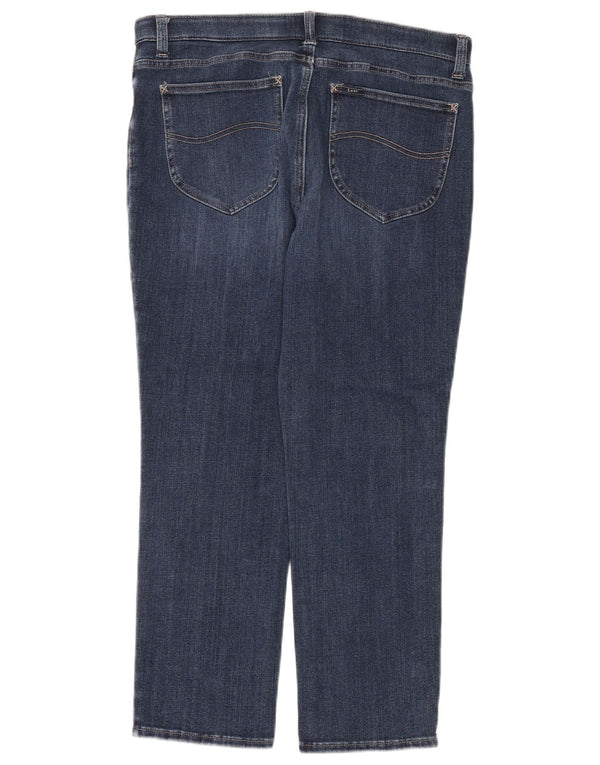 Lee Womens Mid Rise Slim Fit Straight Jeans US 14 XL W36 L26 Blue Cotton