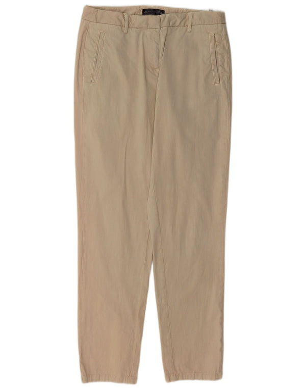 Marks & Spencer Womens Slim Chino Trousers UK 10 Small W27 L29 Beige Cotton