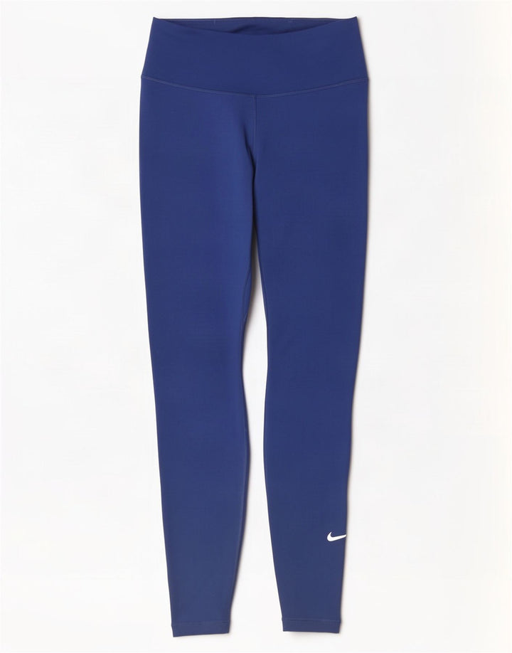 Nike Womens Leggings UK 8 Small Navy Blue Polyester