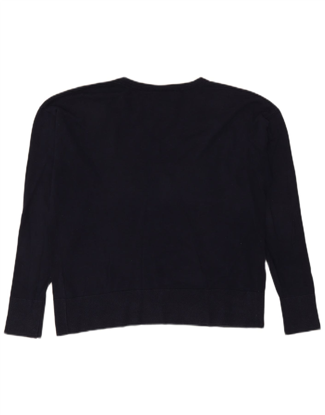 Lacoste Womens V-Neck Jumper Sweater Size 40 Medium Navy Blue Cotton