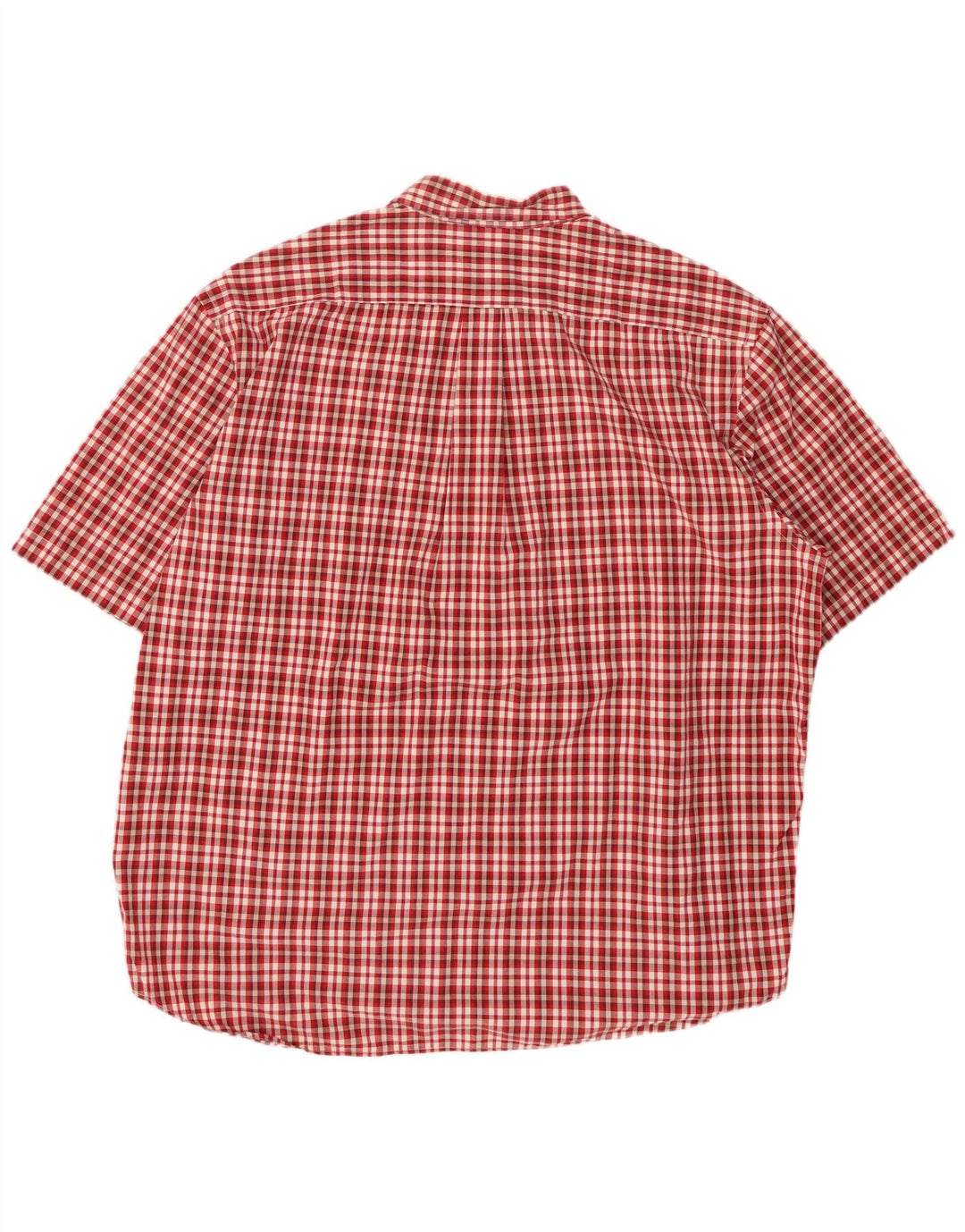 EDDIE BAUER Mens Short Sleeve Shirt XL Red Check Cotton