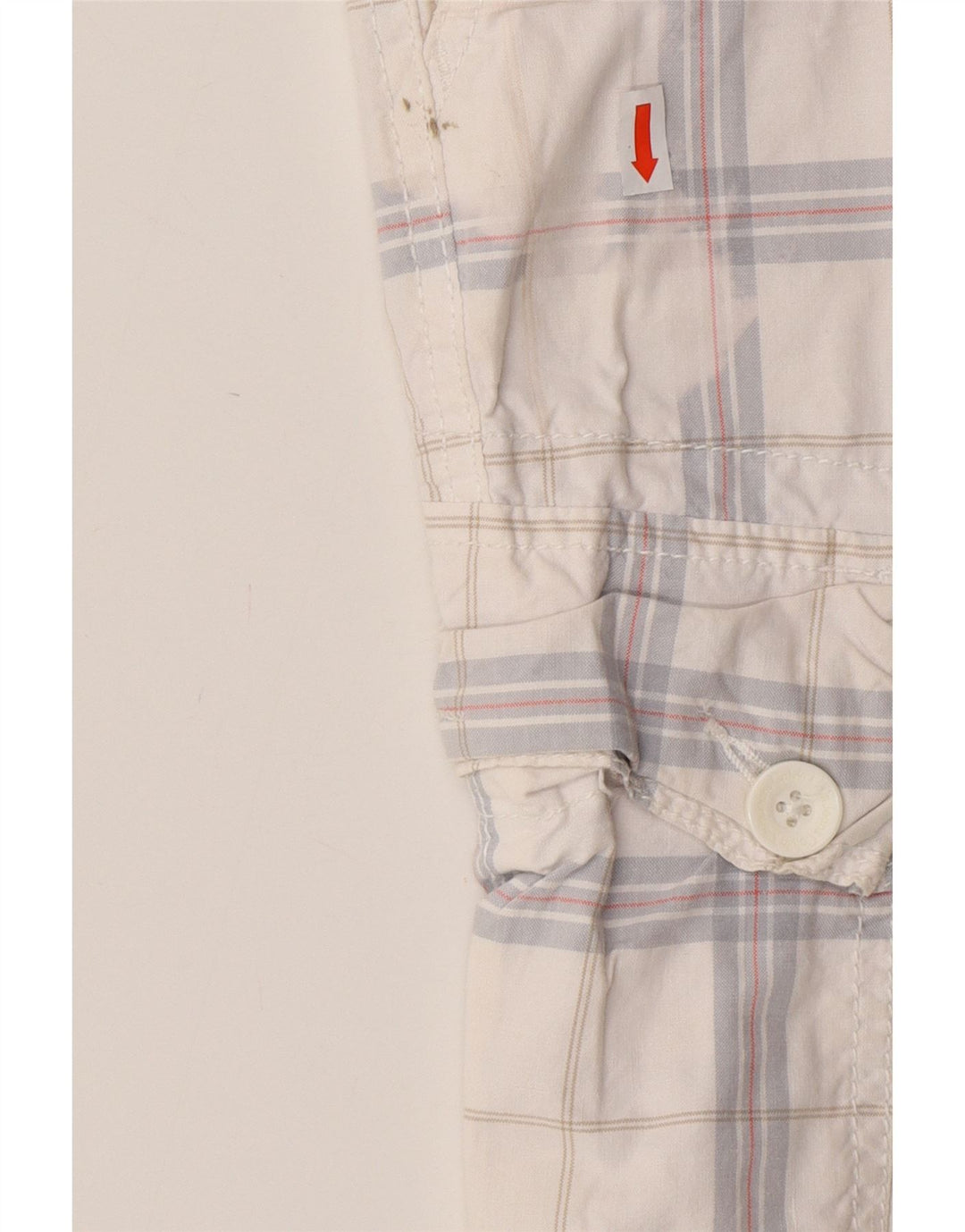 CALVIN KLEIN Mens Cargo Shorts W32 Medium White Check Cotton