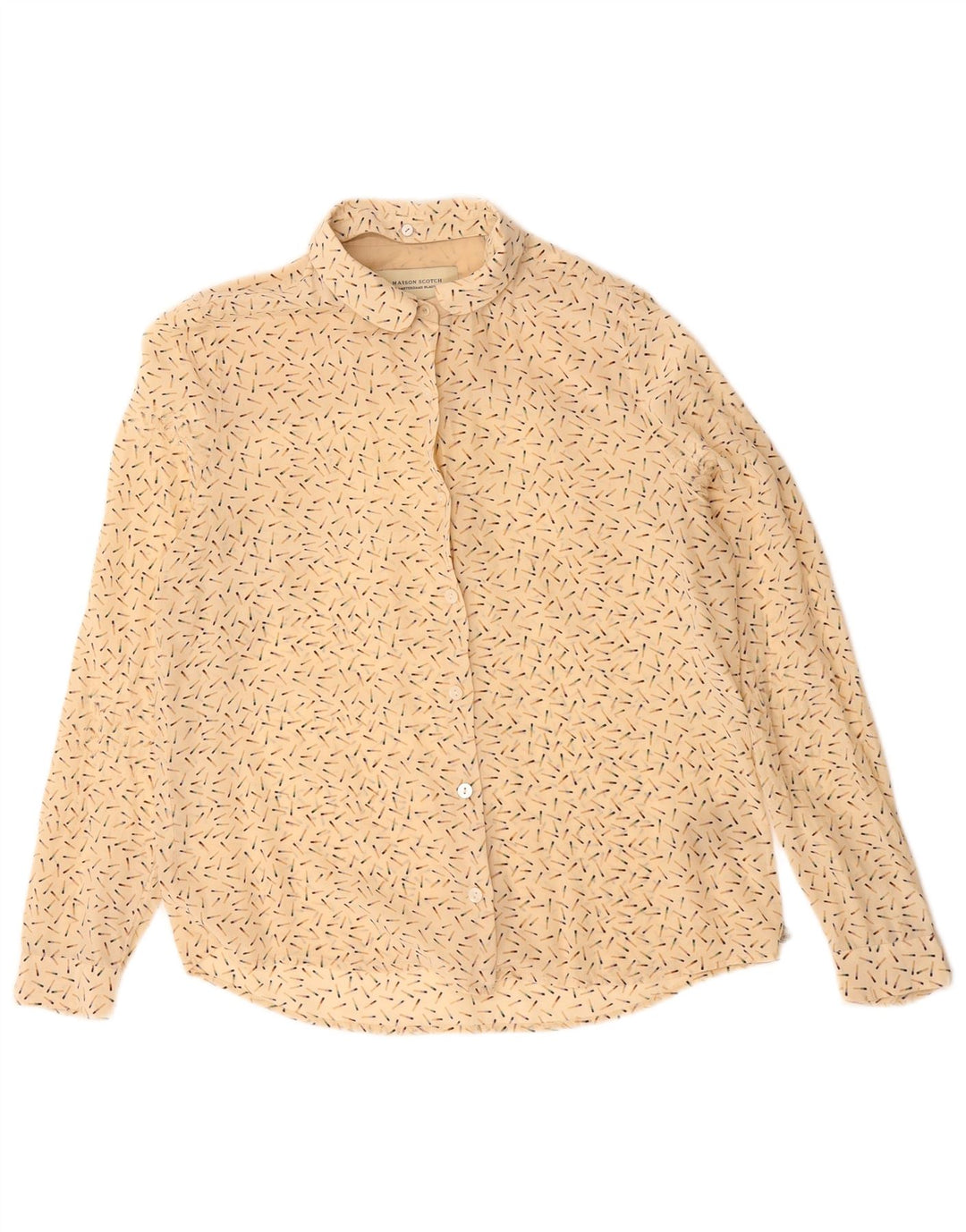 MAISON SCOTCH Womens Abstract Pattern Shirt UK 12 Medium Beige