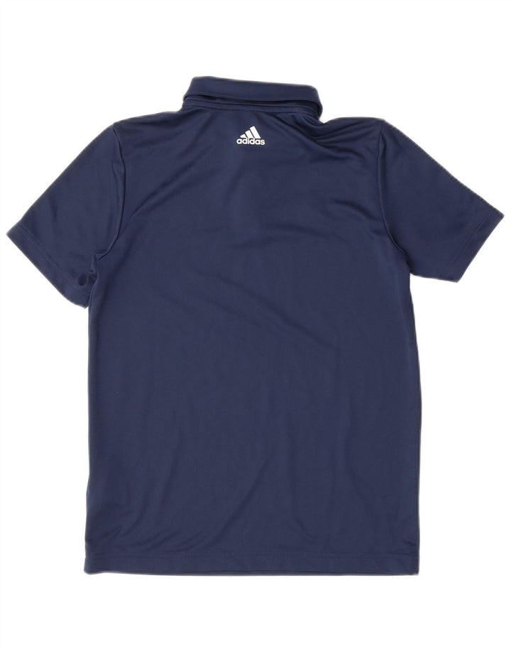 ADIDAS Boys Polo Shirt 11-12 Years Navy Blue Polyester