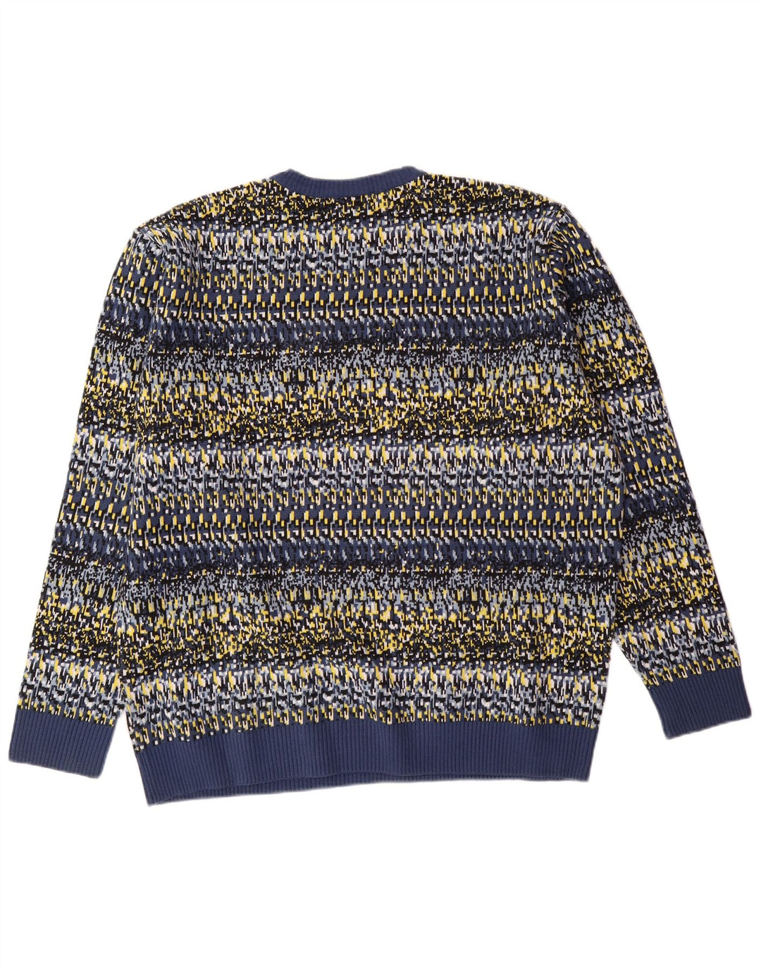 LACOSTE Mens Crew Neck Jumper Sweater Size 7 2XL Blue Geometric Cotton